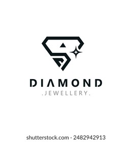 Diamant-Schmuck-Logo, Schmuck-Shop-Geschäftsidentität, Emblem, kreatives Design 