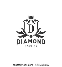 Diamond jewelry luxury logo design template inspiration in gold metallic colo