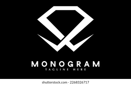Diamond Jewelry stone abstract monogram vector logo template