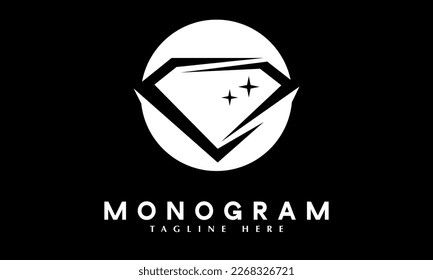 Diamond Jewelry stone abstract monogram vector logo template
