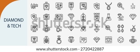 diamond and jewelry tech icon set luxury gem minimal line art