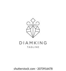 Diamond king line logo design template