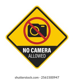 Diamond label sign no camera, record video is prohibited, no take picture allowed