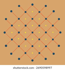 Diamond lattice pattern design. Geometric diamond grid. Decorative dot pattern. Abstract illustration. Simple tile design.