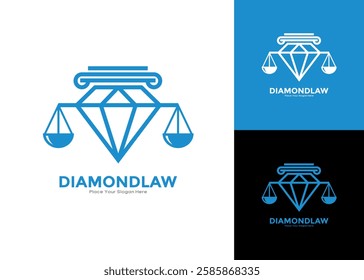 Diamond Law Logo Design Vector Template. Suitable for education, legal services logo. Notary, justice, lawyer icon or symbol Vector 