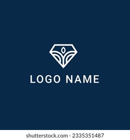 Diamond with leaf and human icon logo design vector.