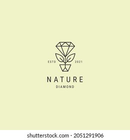 Diamond leaf line art premium logo design