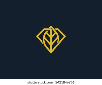 Símbolo de signo de icono de logotipo de hoja de diamante Diseño de elemento. Gema, joyería, joyería, logotipo de la naturaleza. Plantilla de logotipo de ilustración de vector