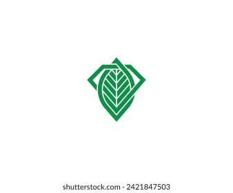 Diamond Leaf Logo Concept icon sign symbol Element Design. Jewellery, Jewelry, Gem, Nature Logotype. Vector illustration logo template