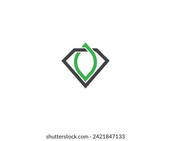 Diamond Leaf Logo Concept sign symbol icon Element Design. Gem, Jewellery, Jewelry, Nature Logotype. Vector illustration logo template