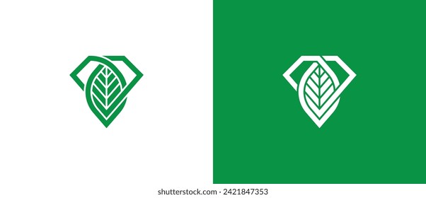 Das Logo des Diamanten-Leaf-Logos Symbol Symbol Symbol Element Design. Schmuck, Gedicht, Schmuck, Nature Logotype. Logo-Vorlage für Vektorgrafiken