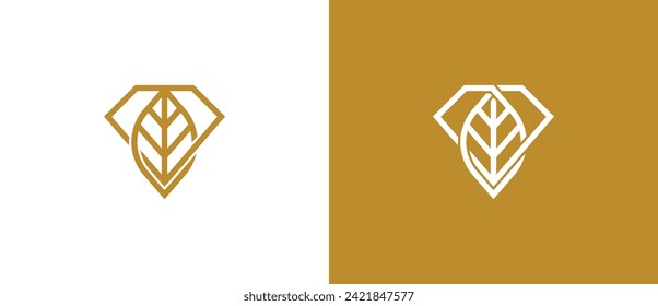 Das Logo des Diamanten-Leaf-Logos Symbol Symbol Symbol Element Design. Schmuck, Schmuck, Gem, Nature Logotype. Logo-Vorlage für Vektorgrafiken