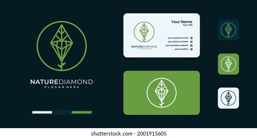 Diamantblattform mit Designvorlagen im grünen Farbumriss