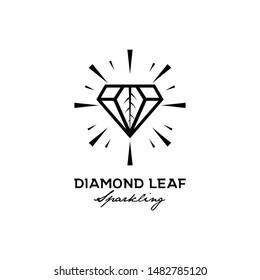 diamond leaf sparkling vector logo design