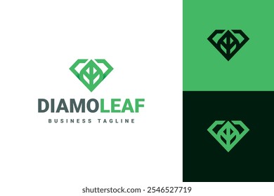 diamond leaf vector logo design
