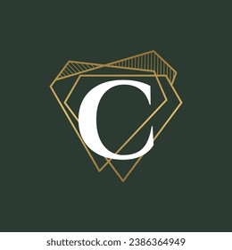 Diamond Letter C and jewelry logo design vector