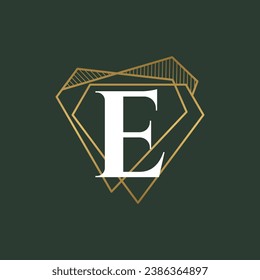 Diamond Letter E and jewelry logo design vector