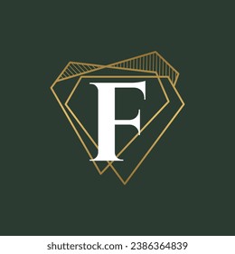 Diamond Letter F and jewelry logo design vector