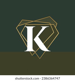 Letra de diamante K y vector de diseño del logotipo de joyería