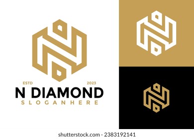 Letra de diamante N Monograma Diseño de logotipo símbolo de vector ilustración de icono