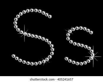 Diamond letter on black background. Vector art.