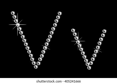 Diamond letter on black background. Vector art.