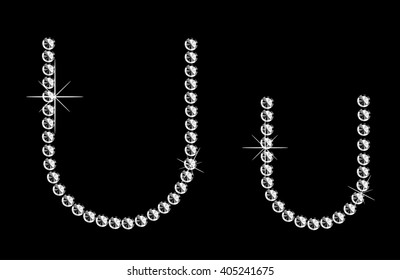 Diamond letter on black background. Vector art.