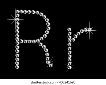 Diamond letter on black background. Vector art.