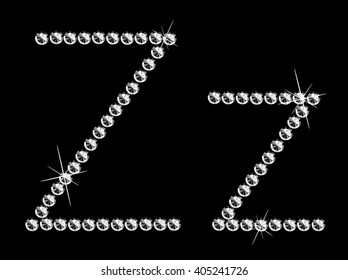 Diamond letter on black background. Vector art.