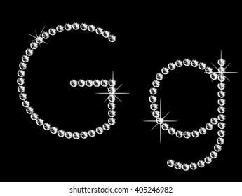 Diamond letter on black background. Vector art.