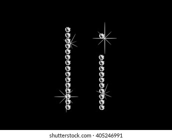 Diamond letter on black background. Vector art.