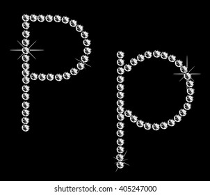 Diamond letter on black background. Vector art.