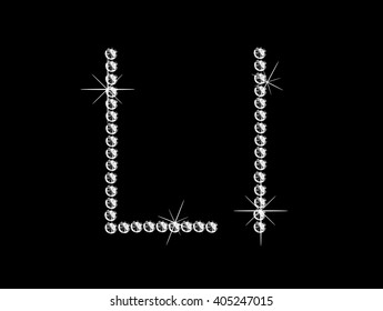 Diamond letter on black background. Vector art.