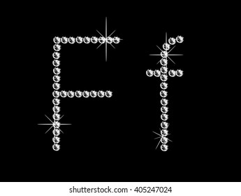 Diamond letter on black background. Vector art.