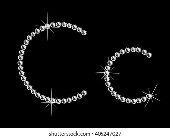 Diamond letter on black background. Vector art.