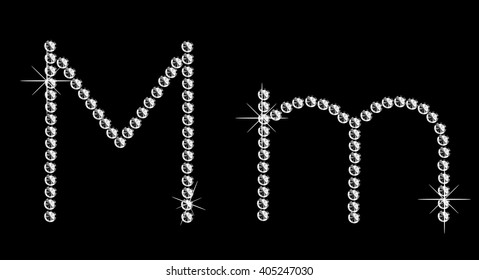 Diamond letter on black background. Vector art.