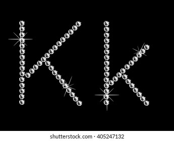 Diamond letter on black background. Vector art.