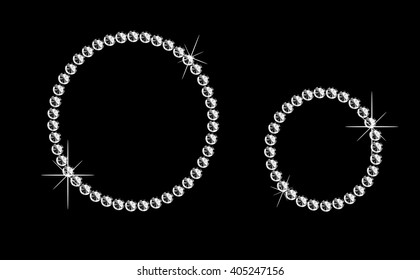 Diamond letter on black background. Vector art.