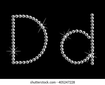 Diamond letter on black background. Vector art.