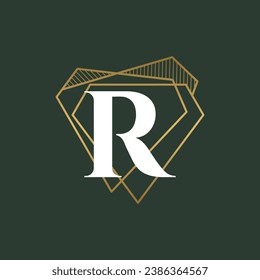 Diamond Letter R and jewelry logo design vector