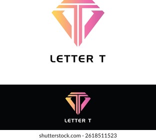 Logotipo de la letra T del diamante con los Colores del degradado para la marca
