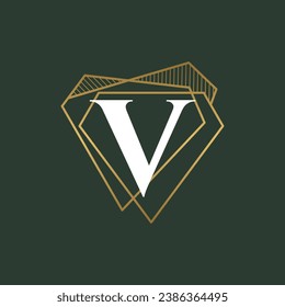 Diamond Letter V and jewelry logo design vector