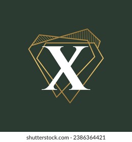 Diamond Letter X and jewelry logo design vector