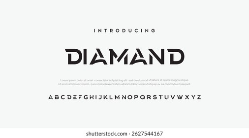 Diamond Lettering Minimalist Fashion. Elegant alphabet letters serif font and number. Typography fonts regular uppercase, lowercase.