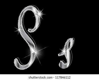 Diamond letters on black background