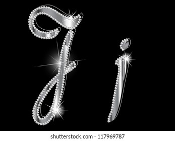 Diamond letters on black background