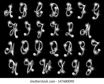 Diamond letters on black background