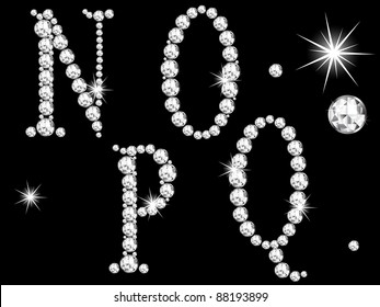 Diamond letters on black background
