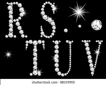 Diamond letters on black background