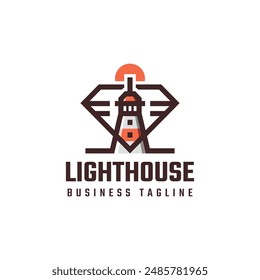 Diamond Lighthouse Vektorgrafik Logo Design